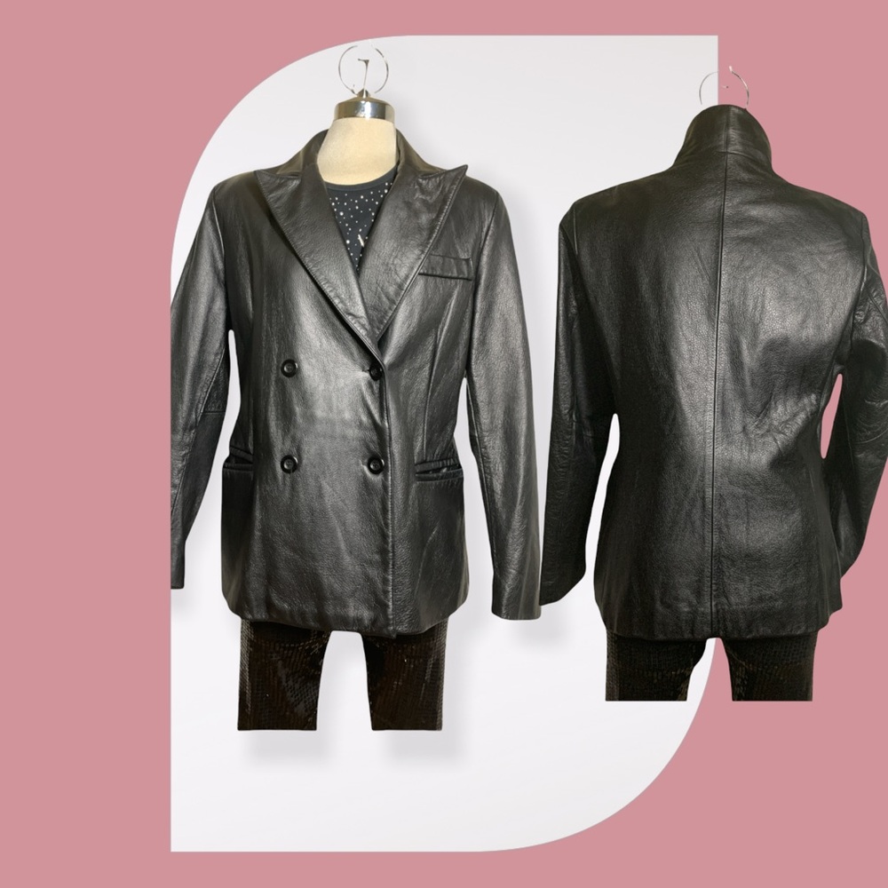 Sequence Black Leather Jacket Size 8